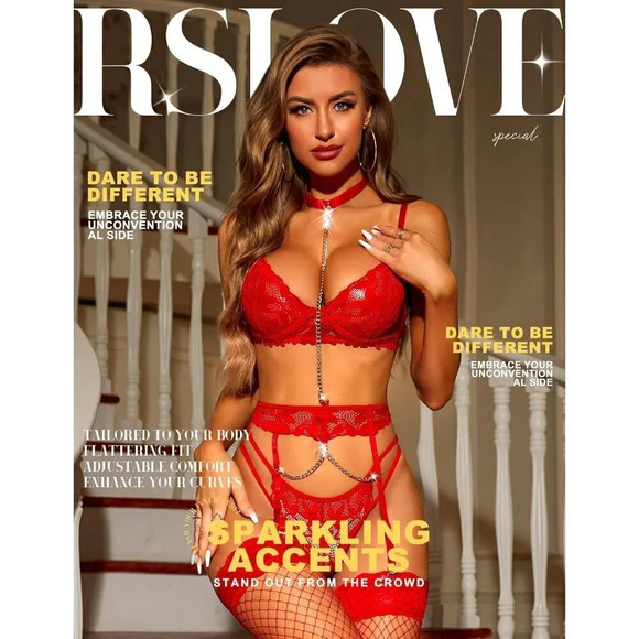 Women's Lingerie Set with Garter Belt 3 Piece Choker Lingerie Outfits Sexy Bra - Picture 2 of 5